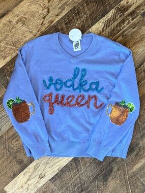Queen of Sparkles Vodka Queen V-Neck Sweater - NWT
